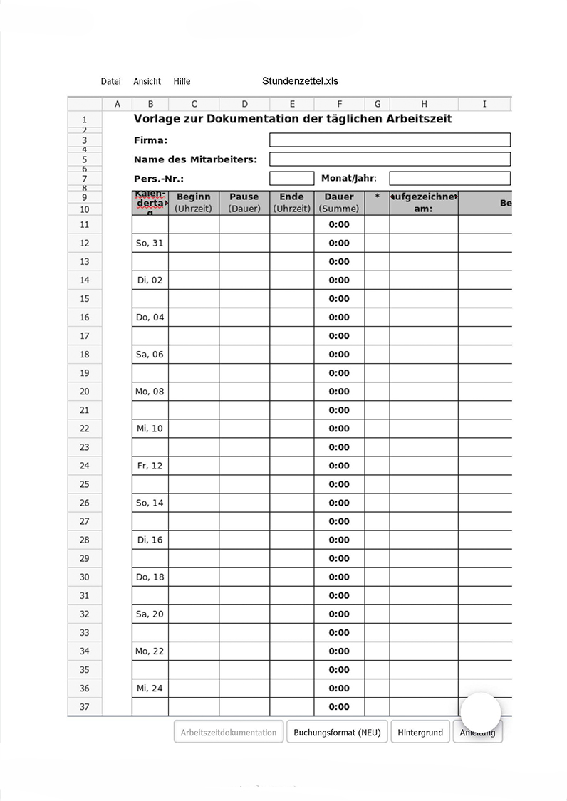 Stundenzettel
